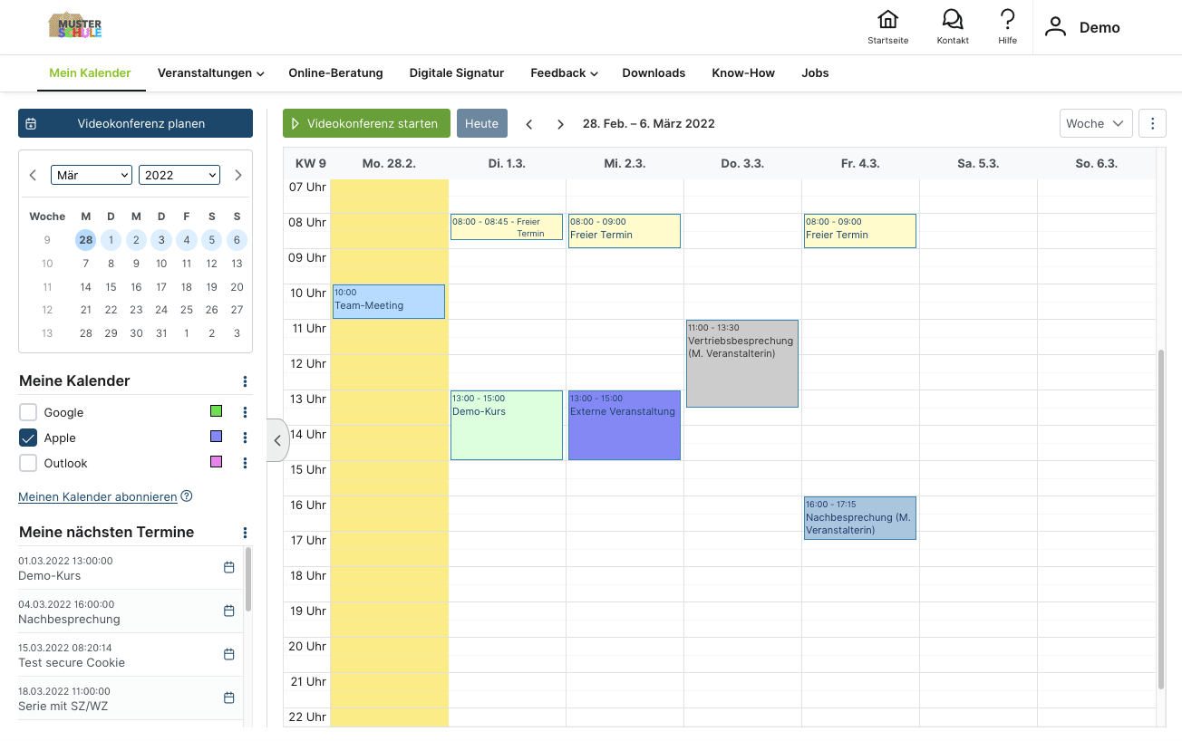 EducateOnline calendar