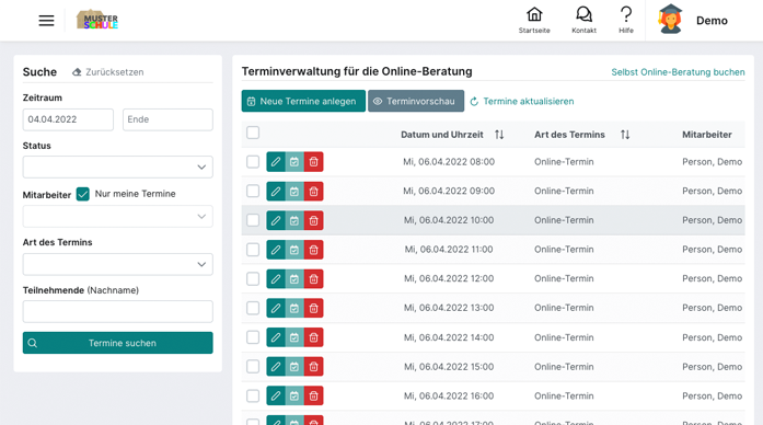 Online appointment booking management